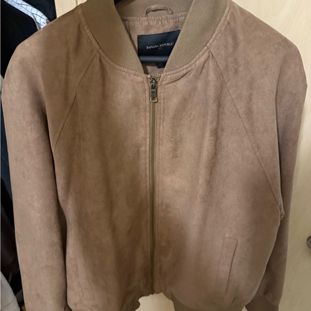 Banana Republic Men’s Brown/Tan Vegan Suede Bomber Jacket